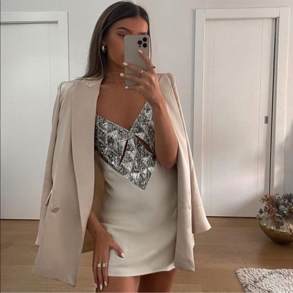 NWT Zara Satin Effect Mini Dress - Picture 9 of 15